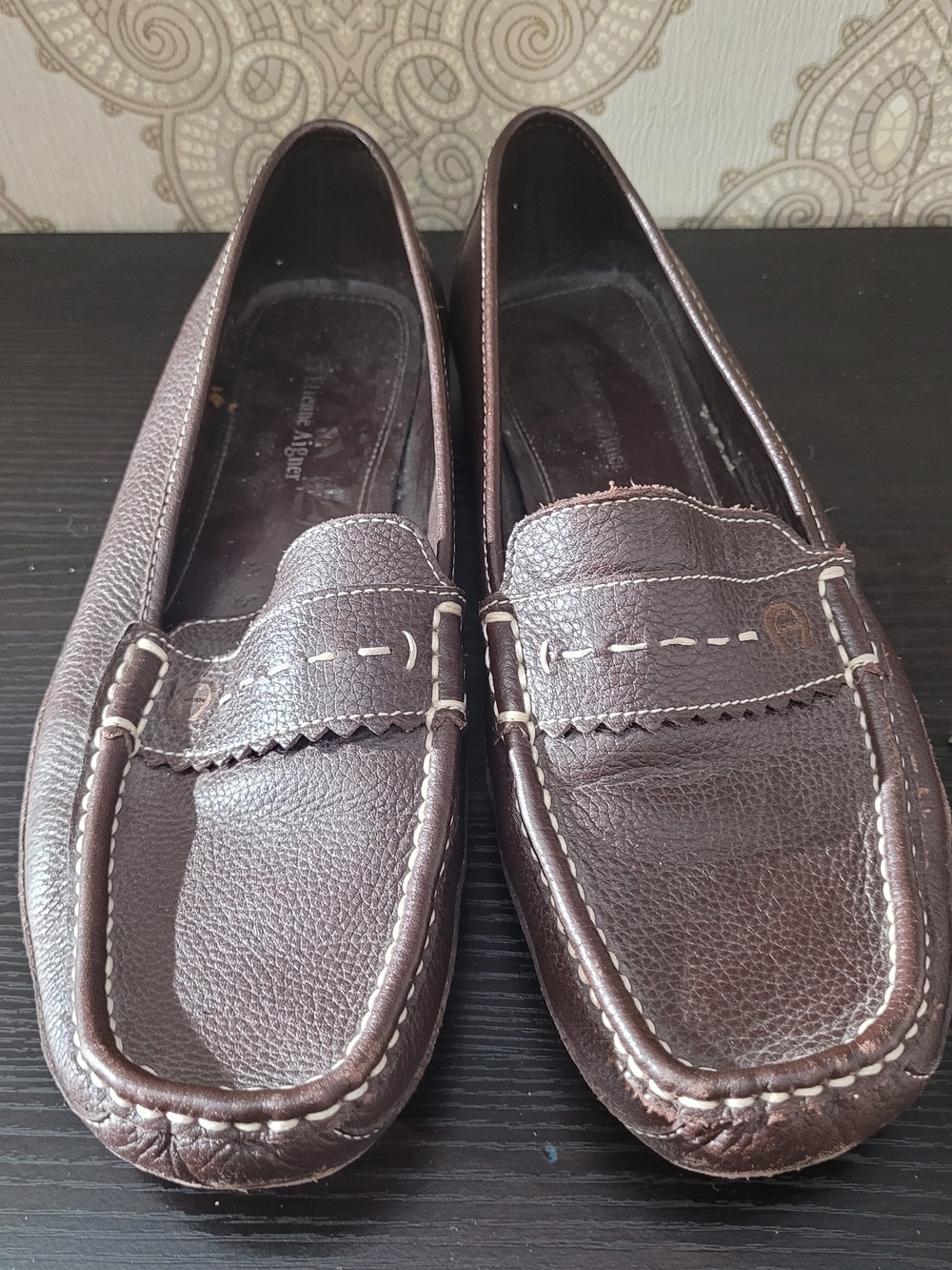 Etienne Aigner Dark Brown Leather Driving Loafers